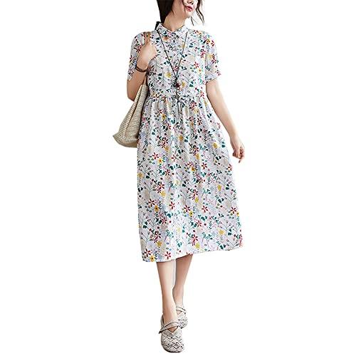 [VYOOU] 花柄 ワンピース リゾート スカート レディース 半袖 ロング 夏(様式三，XL)