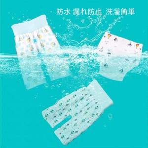 Mecoyas 腹巻付おねしょ対策ケット おねしょズボン トレーニングパンツ 防水 通気 天然綿 3-6歳 夜尿対策 漏れ防止 2枚組 (ブ