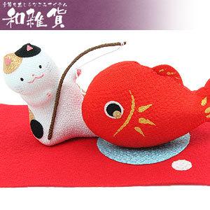 リュウコドウ（龍虎堂） 猫の目出鯛飾り （和雑貨/お正月 迎春）