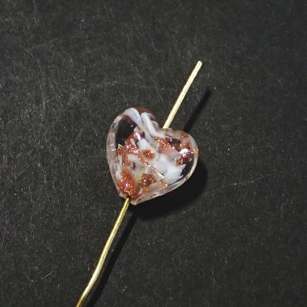 10127-『ベネチアンガラス』　ハート　ソンメルソ　白　約１２ｘ１２mm　１個