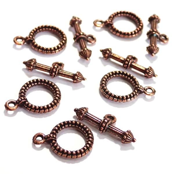 10159-《トグル》　ＮＹピューター　ラウンド　銅古美　２１mm　５ペア/１セット