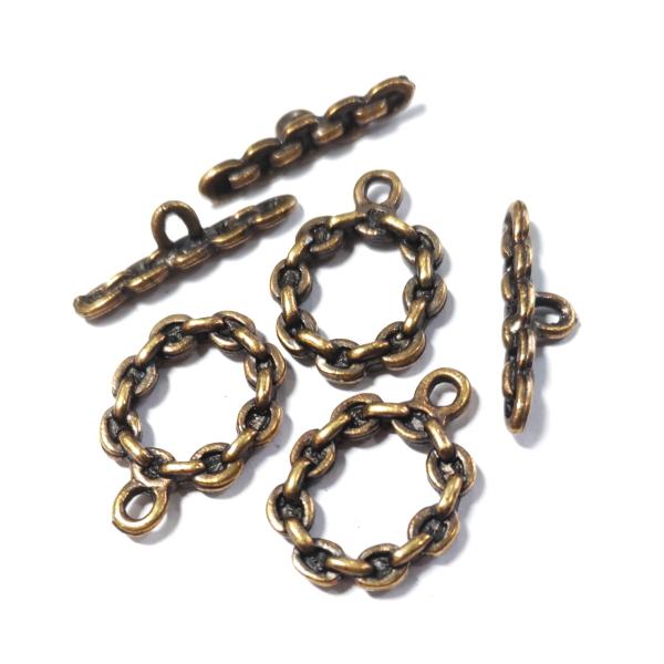 1017-《トグル》　アジアントグル　真鍮古美　２０ｘ１４ｍｍ　３ペア/１セット