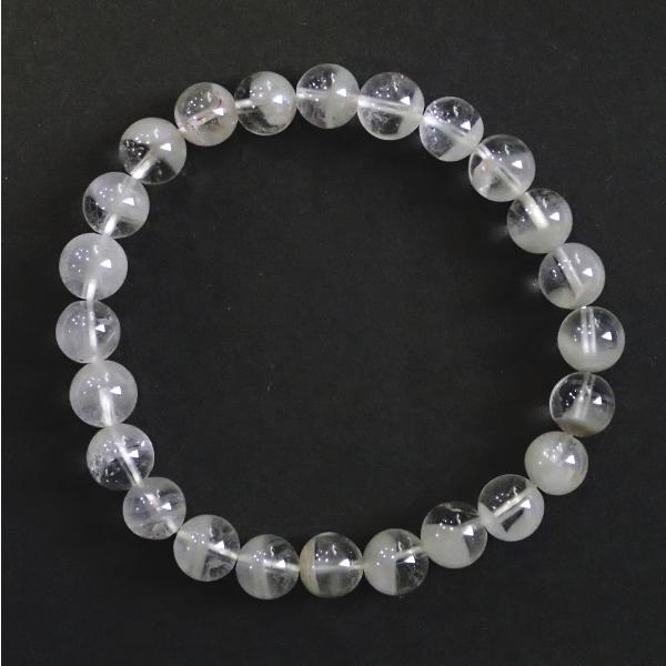 10222-《天然石　1連売り》ホワイトファントムクォーツ　ブレスレット　約７．５ｍｍ　内径１４ｃｍ...