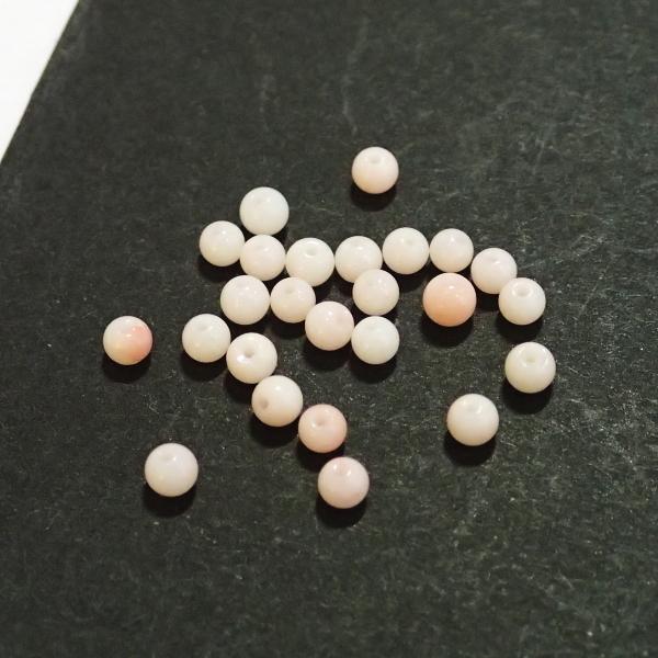 10237-天然石　3mm　丸玉　竹珊瑚（ピンク）　25粒