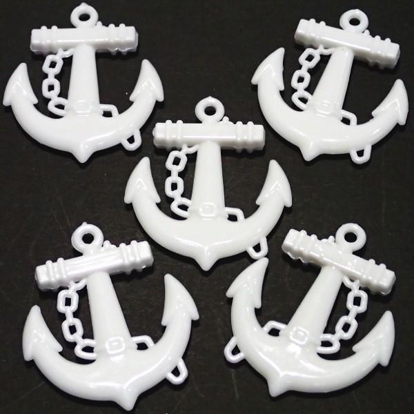 10379-『アクリル』　アンカー/ホワイト　３９ｘ４５mm　５個/１パック