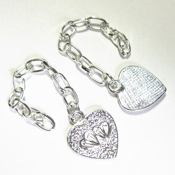 10386-【基本パーツ】　ハートアジャスター　白銀色　全長７０mm（ハート１７x１４mm）　５個/...