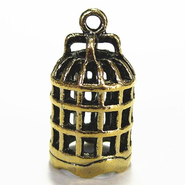 1051-《メタルチャーム・パーツ》　鳥かご　金古美　２６ｘ１５mm　２個/１セット