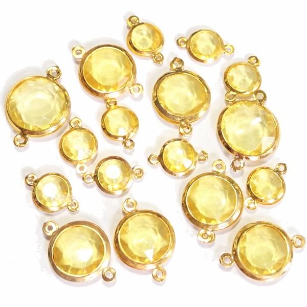 10520-《Blue Moon Beads》　アクリルパーツコネクター　イエロー　（９mm→９個　...