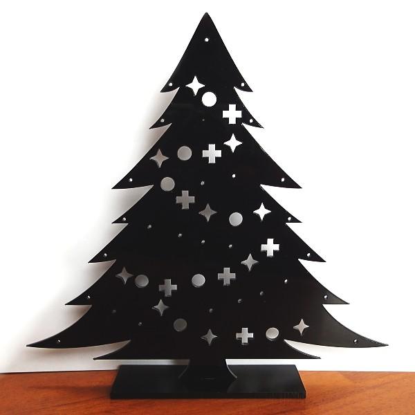 1066-《ディスプレイ》　アクリル　ツリー　ブラック（平面）　１９ｘ１９．５ｃｍ　１個