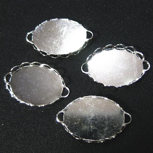 10869-《Vintage・カボション》　セッティング　オーバル　シルバー　１８x１３mm　４個/...
