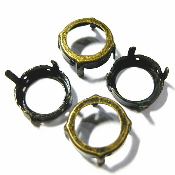 10878-《Vintage・カボション》　セッティング　ラウンド　真鍮古美　１２mm　４個/１セッ...