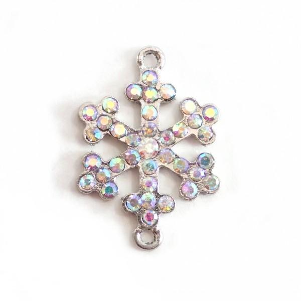 1107-《ラインストーン》　スノーフレーク　オーロラ/S　３０x２１mm　１個