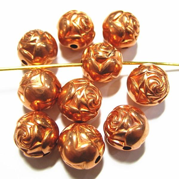 11123-《Vintage・ビーズ》　アクリル　アンティークカッパー　９mm　１０個/１セット