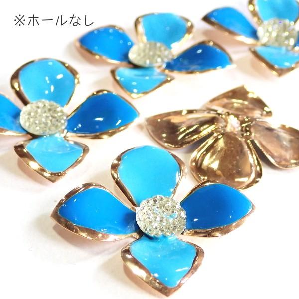 11161-『アクリル』　エナメルフラワーパーツ　ブルーｘライトブルー　３０mm　５個/１パック　※...