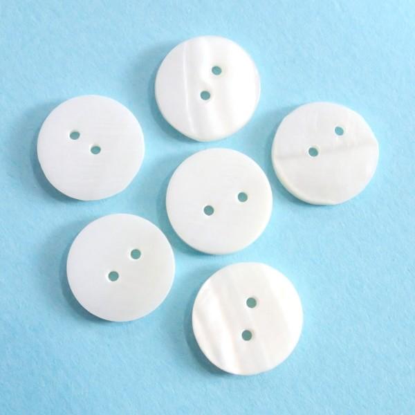 1129-『シェル』　２ホール　ボタン　ラウンド　１３mm　６個/１パック