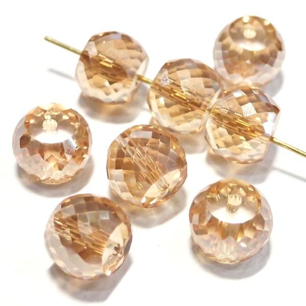 11430-〔ガラス〕　ビーズ　ラウンド　サイドカット　ブラウンオレンジ　１１ｘ８mm　８個/１パッ...