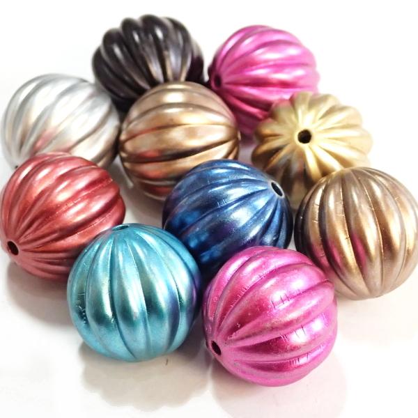 1143-『アクリル』　ビーズ　カラーミックス　２３mm　１０個/１パック