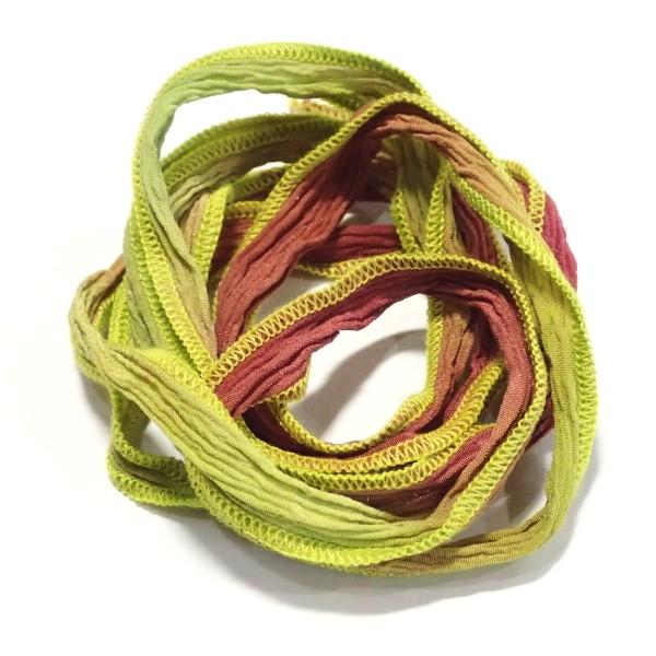 11741-〈レース/リボン〉　シルクリボン　Raspberry Lime　約１３ｍｍ巾　約８５ｃｍ...