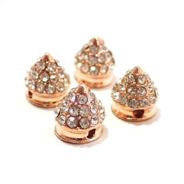 11895-《ラインストーン》　コーンビーズ　クリア/PG　１０x１０mm　４個/１パック