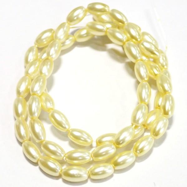 11911-〔ガラス〕　ビーズ　グラスパール　サンイエロー　８ｘ４mm　１本（約４０cm）/１パック