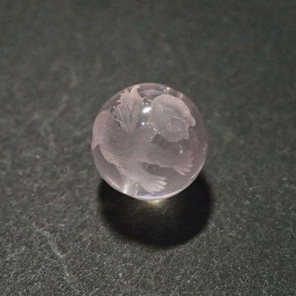 1197-《天然石　ローズクォーツ　彫》　天使　１２mm　１個