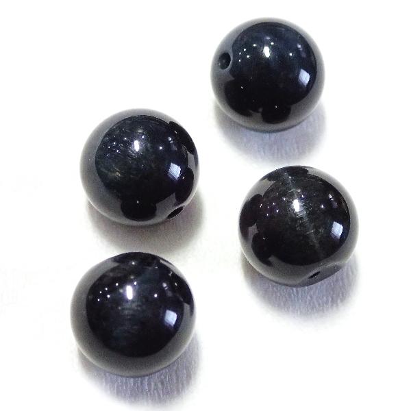 12302-天然石 10mm丸玉 ブルータイガーアイ 4個/1パック
