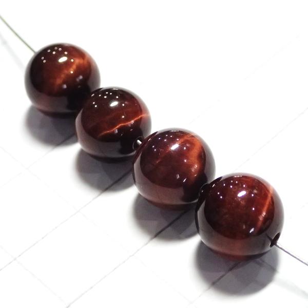 12303-天然石 10mm丸玉 レッドタイガーアイ 4個/1セット