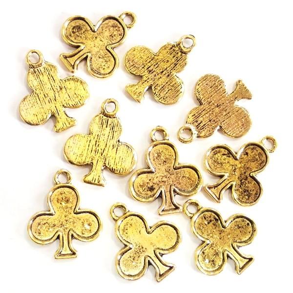 1250-［セッティング］　ミール皿　クローバー　金古美　２５ｘ２０mm　１０個/１パック