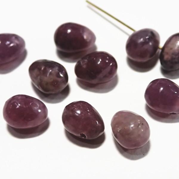 1277-《天然石たまごのたね》　レピドライト(紫雲母)　７ｘ４mm　１０個/１パック