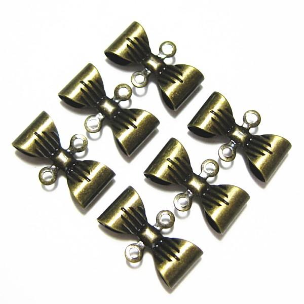 1307-《メタルチャーム・パーツ》　リボンコネクター　真鍮古美　１２ｘ５．５mm　６個/１セット