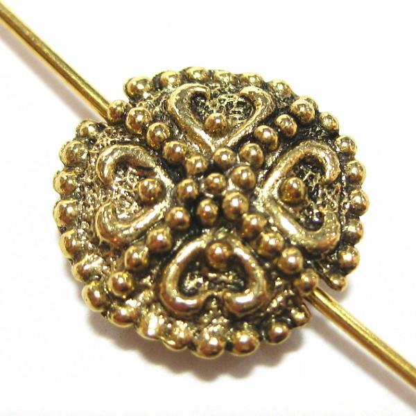 13105-【ＮＹピューター】　ビーズ　金古美　１４mm　５個/１セット