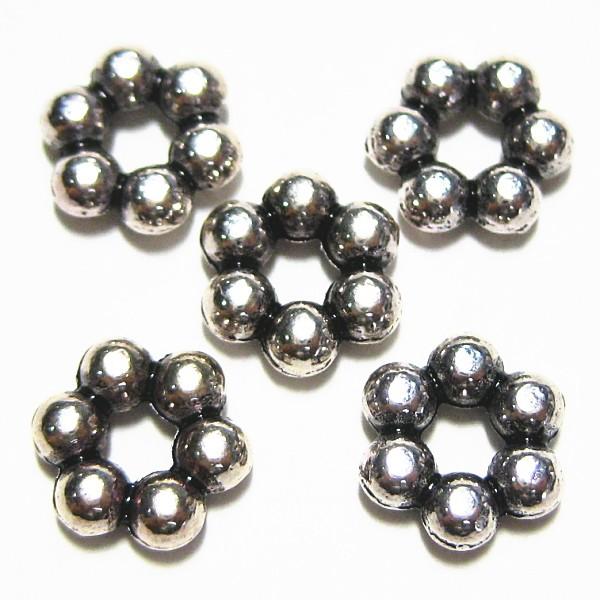 1388-《メタルチャーム・パーツ》　ビーズ　銀古美　８mm　約２５個/１セット