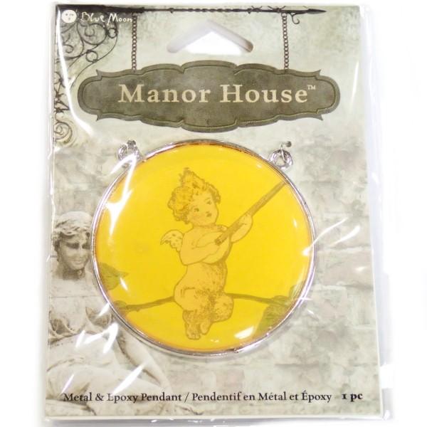 13894-《Blue Moon Beads》　ギターエンジェル　２カン有　銀色　５０mm　１個