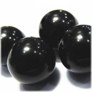 14030-天然石 12mm丸玉 ブラックストーン 4粒