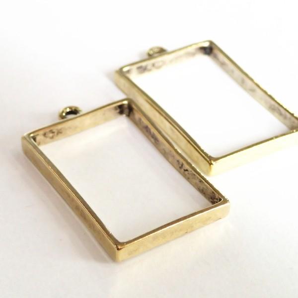 1443-［セッティング］　空枠　長方形　底なし　金古美　３０ｘ２０mm（内径）　２個/１パック