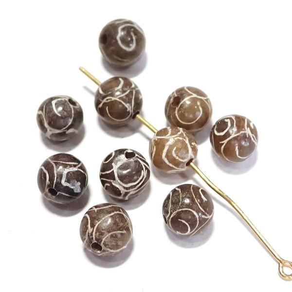 14473-《天然石いろいろ》　Henan Jade　８mm　１０個/１パック