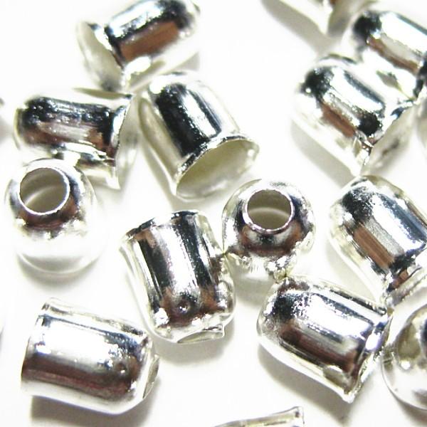 14811-【基本パーツ】　コードエンド　白銀色　５x４mm　１００個/１セット