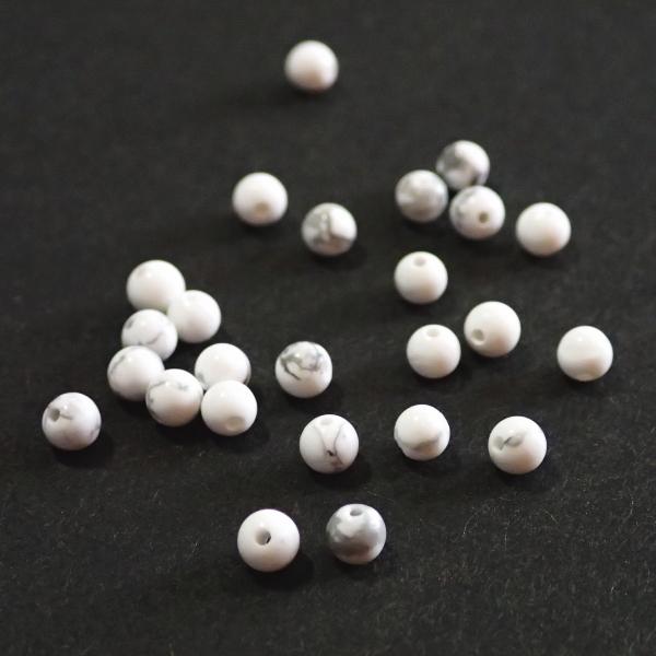 14889-天然石 3mm丸玉 ハウライト　25粒