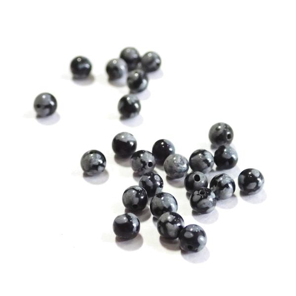 14890-天然石 3mm丸玉 スノーフレーク 25粒