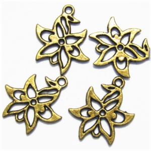 14989-フラワーチャーム 真鍮古美【10個】