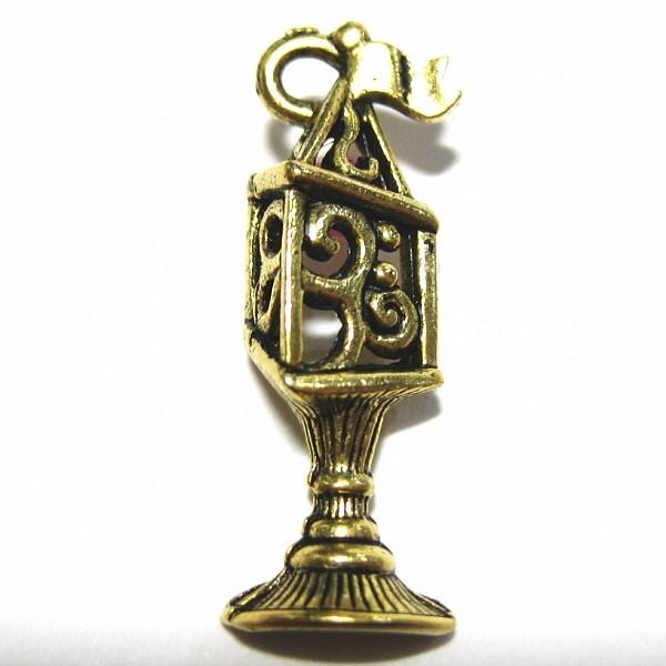 15012-【ＮＹピューター】　街灯　チャーム　金古美　２５mm　５個/１セット