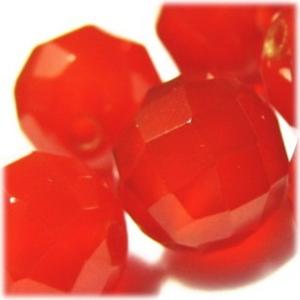 1504-天然石ビーズ 10mmカット丸玉 レッドアゲート 6粒