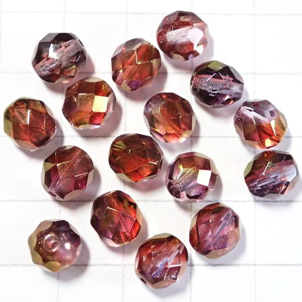 0150-8FC/91011　ラスターアメジストクリスタル　８ミリ　１６個/１パック