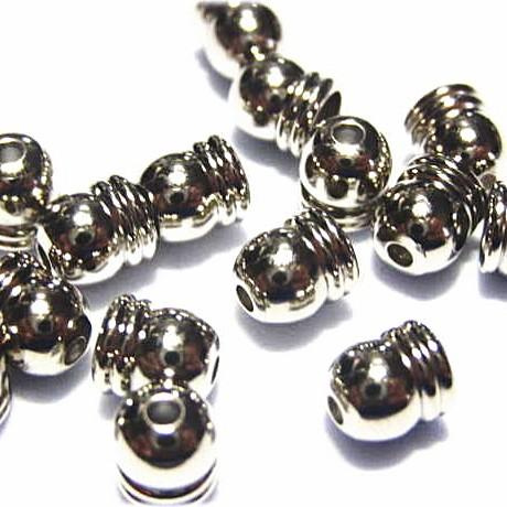15197-【基本パーツ】　コードエンド　銀色　６x５mm　２０個/１セット