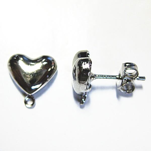 1529-《イヤーパーツ》　ハートピアス　銀色　７．５ｘ９ｍｍ（ハート）　３組（６個）/１セット