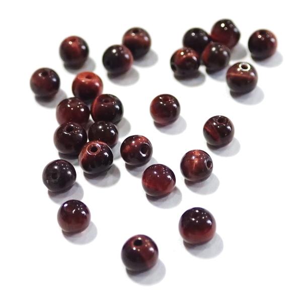15327-天然石 4mm丸玉 レッドタイガーアイ　25粒