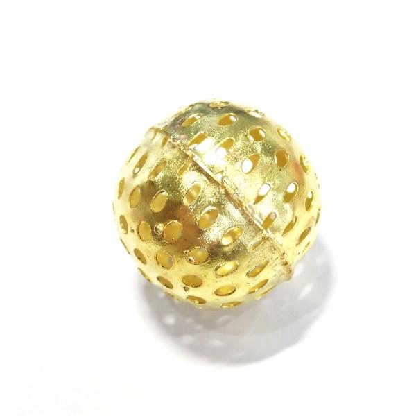 15471-《メタルチャーム・パーツ》　ピューターボール（軽いタイプ）金色　２５mm平均　１個