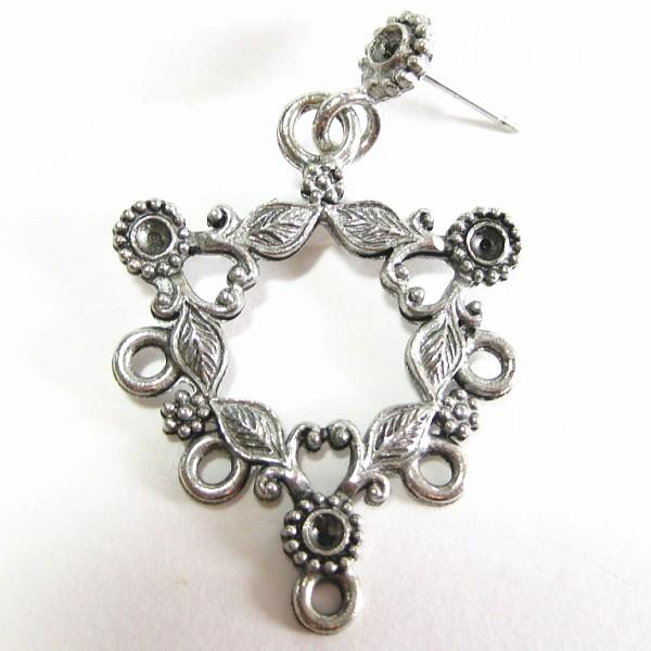 1633-【ＮＹピューター】　ピン付きチャーム（キャッチ無し）　銀古美　２５mm　５個/１セット