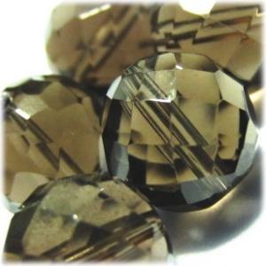 1634-天然石ビーズ 10mmカット丸玉 スモーキークオーツ 6粒