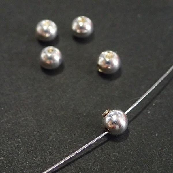 1705-【基本パーツ】　ねじ式　クリンプ　銀色　カッパー製　４mm　５個/１セット